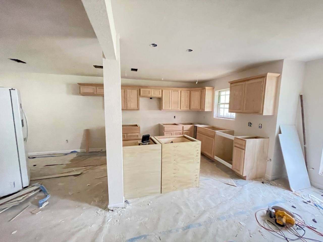 Master bedroom remodel with blue accent wall