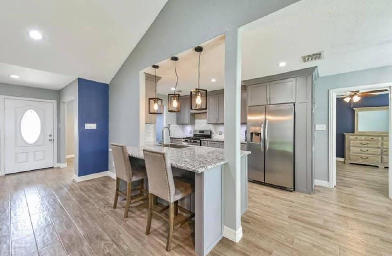 Open floor plan kitchen and living room renovation