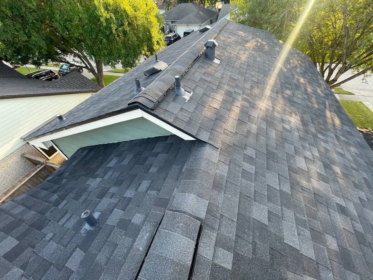 Finished roof with proper ventilation installed